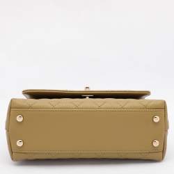 Chanel Olive Green Quilted Caviar Leather Mini Coco Top Handle Bag