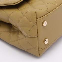 Chanel Olive Green Quilted Caviar Leather Mini Coco Top Handle Bag