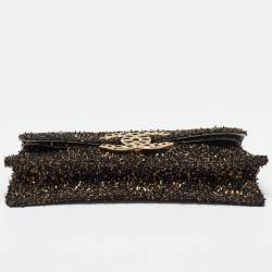 Pre Owned Chanel Black/Gold Tweed Evening Clutch