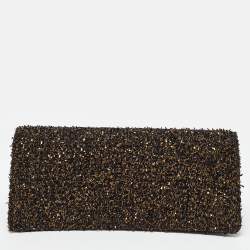 Pre Owned Chanel Black/Gold Tweed Evening Clutch