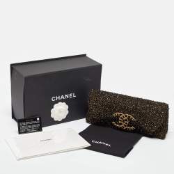 Pre Owned Chanel Black/Gold Tweed Evening Clutch