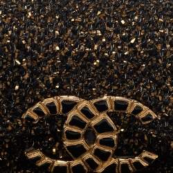 Pre Owned Chanel Black/Gold Tweed Evening Clutch