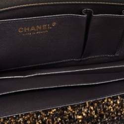 Pre Owned Chanel Black/Gold Tweed Evening Clutch