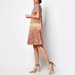 Pre Owned Chanel Beige Quilted Caviar Leather Medium Classic Double Flap Bag