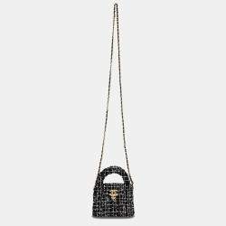 Chanel Black, White & Silver Tweed Nano Kelly Shopper Bag