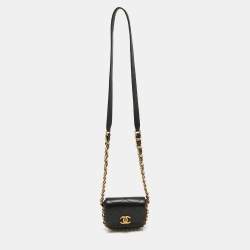 Chanel Black Quilted Leather Mini Framing Chain Flap Bag