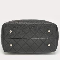 Pre Owned Chanel Black Quilted Caviar Leather CC Chain Tote