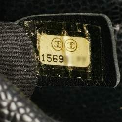 Pre Owned Chanel Black Quilted Caviar Leather CC Chain Tote