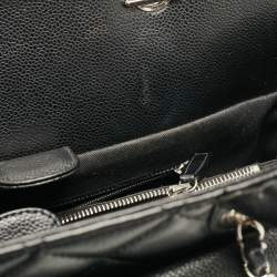 Pre Owned Chanel Black Quilted Caviar Leather CC Chain Tote