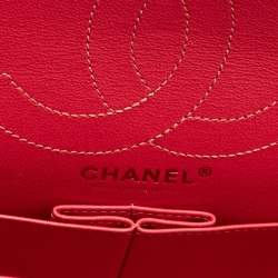 Pre Owned Chanel Yellow Chevron Leather Classic 227 Reissue 2.55 Flap Bag