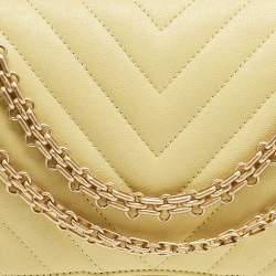 Pre Owned Chanel Yellow Chevron Leather Classic 227 Reissue 2.55 Flap Bag