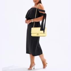 Pre Owned Chanel Yellow Chevron Leather Classic 227 Reissue 2.55 Flap Bag