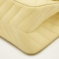 Pre Owned Chanel Yellow Chevron Leather Classic 227 Reissue 2.55 Flap Bag