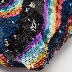 Pre Owned Chanel Multicolor Sequins CC Drawstring Chain Tote