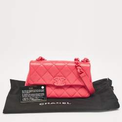 Pre Owned Chanel Coral Pink Caviar Quilted Leather My everything Flap Bag