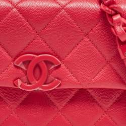 Pre Owned Chanel Coral Pink Caviar Quilted Leather My everything Flap Bag