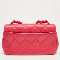 Pre Owned Chanel Coral Pink Caviar Quilted Leather My everything Flap Bag
