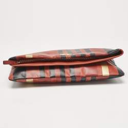 Pre Owned Chanel Multicolor Striped Leather Foldover Clutch