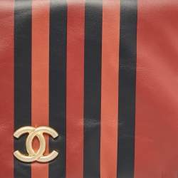 Pre Owned Chanel Multicolor Striped Leather Foldover Clutch