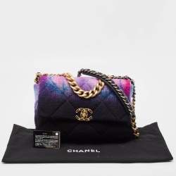 Pre Owned Chanel Multicolor Ombre Quilted Wool Large 19 Shoulder Bag