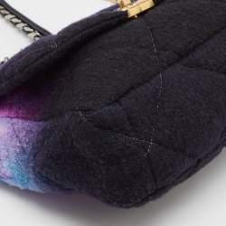 Pre Owned Chanel Multicolor Ombre Quilted Wool Large 19 Shoulder Bag