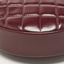 Pre Owned Chanel Burgundy Quilted Leather CC Chain Pouch