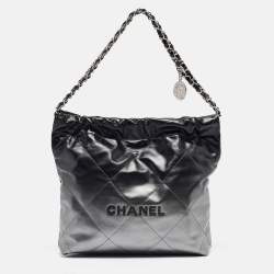 Pre Owned Chanel Metallic Ombre Quilted Shiny Leather Small 22 Hobo
