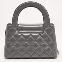 Pre Owned Chanel Grey Quilted Leather Mini Kelly Bag