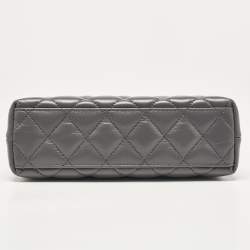 Pre Owned Chanel Grey Quilted Leather Mini Kelly Bag