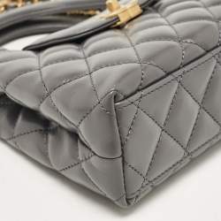 Pre Owned Chanel Grey Quilted Leather Mini Kelly Bag