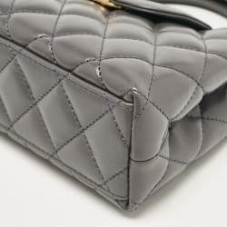 Pre Owned Chanel Grey Quilted Leather Mini Kelly Bag