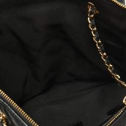 Pre Owned Chanel Black Quilted Leather Double Zip Crossbody Pouch