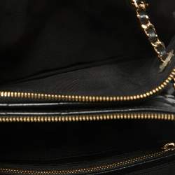 Pre Owned Chanel Black Quilted Leather Double Zip Crossbody Pouch