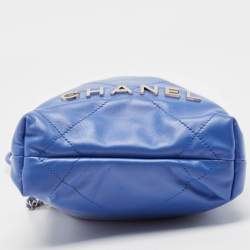 Pre Owned Chanel Blue Quilted Leather Mini 22 Chain Bag
