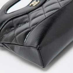 Pre Owned Chanel Black Quilted Leather Nano 31 Shopping Bag