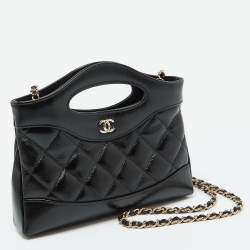 Pre Owned Chanel Black Quilted Leather Nano 31 Shopping Bag