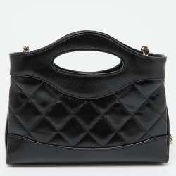 Pre Owned Chanel Black Quilted Leather Nano 31 Shopping Bag