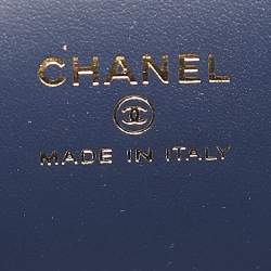 Pre Owned Chanel Navy Blue Quilted Caviar Leather Mini Vanity Case with Chain