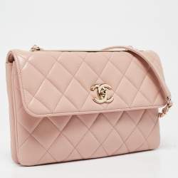 Pre Owned Chanel Pink Quilted Leather Medium Trendy CC Flap Bag