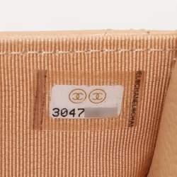Pre Owned Chanel Beige Quilted Caviar Leather CC Wallet On Chain