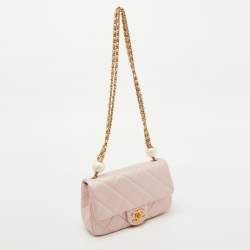 Chanel Pink Pearly Iridescent Quilted Leather Mini Crossbody Bag