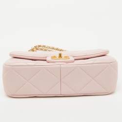 Chanel Pink Pearly Iridescent Quilted Leather Mini Crossbody Bag