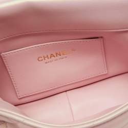 Chanel Pink Pearly Iridescent Quilted Leather Mini Crossbody Bag