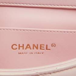 Chanel Pink Pearly Iridescent Quilted Leather Mini Crossbody Bag