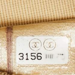 Pre Owned Chanel Light Gold Leather CC Camellia Round Clutch With Chain