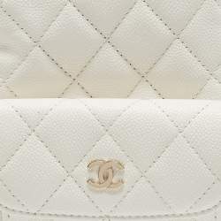 Chanel White Quilted Caviar Leather Mini CC Classic Backpack