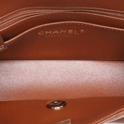 Pre Owned Chanel Brown Quilted Leather Mini Crystal Embellished Top Handle Bag