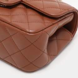 Pre Owned Chanel Brown Quilted Leather Mini Crystal Embellished Top Handle Bag