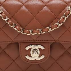Pre Owned Chanel Brown Quilted Leather Mini Crystal Embellished Top Handle Bag