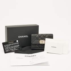 Chanel Black Quilted Caviar Leather Small Boy Flap Wallet
